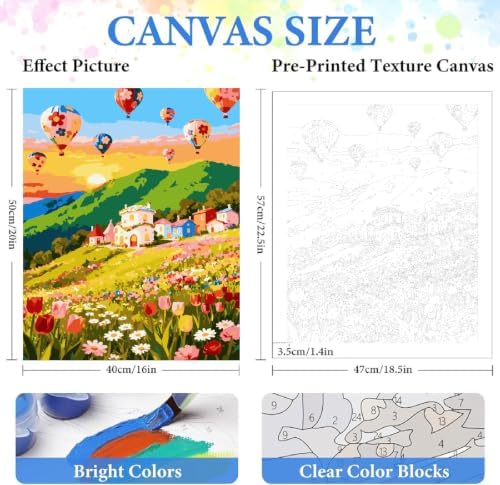 ZRIZQ Paint by Numbers Kit for Adults Beginners Mountain,Landscape DIY Painting Set,Relaxing Creative Craft Activity,16x20 Inch - Image 2