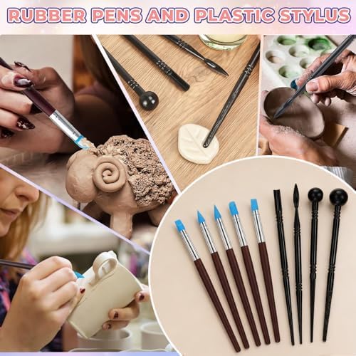 100ml Air Dry Clay Glaze and 29pcs Clay Tools Kit - Waterproof Scratch-Resistant Gloss Varnish Protects from Wear/Cracking, Pottery Tools for Stippling, Carving, Molding & Shaping Clay Crafts - Image 6