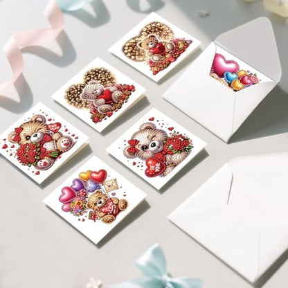 6pcs Diamond Painting Greeting Card with envelopes, DIY Bear and balloon Diamond Art Greeting Card for Blessing and Wish Special Shaped Arts Crafts for Christmas Birthday Thanksgiving Day Holiday - Image 6