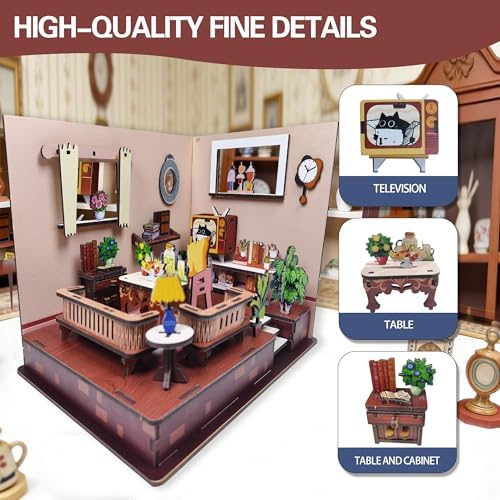 3D Wooden Puzzle for Adult DIY Cozy Living Room Model Kit - Image 2