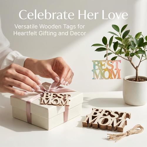 MAQIHAN Mothers Day Crafts Wooden Ornaments 20 Pcs - Best MOM Wood Cutouts - Image 6