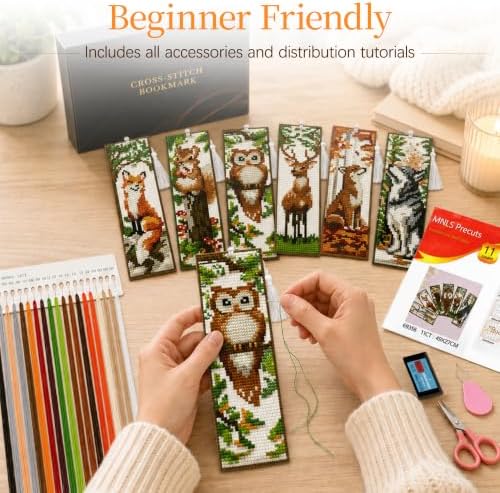 CYANFOUR 6 Pcs Cross Stitch Bookmark Kit for Beginners - Image 4