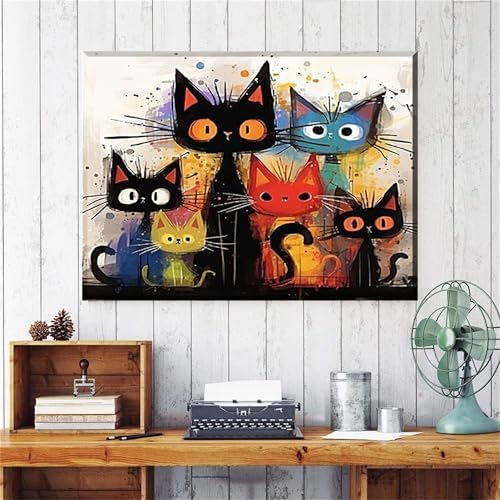 Cat Paint by Numbers Kit for Adults Framed Canvas,Animal Painting by Numbers Kits with Frame on Canva for Beginner,DIY Watercolor Oil Painting Frame for Birthday Gift Relax Decor for Home Wall. (cat1) - Image 4