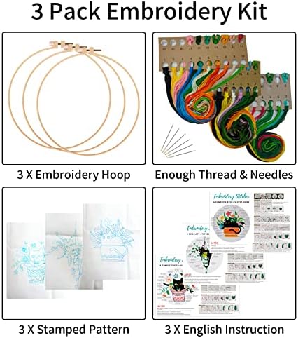 Nuberlic 3 Pack Embroidery Kit for Beginners with Cat Pattern - Image 2