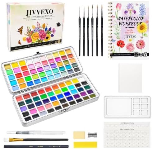 100 Colors Watercolor Paint Set with Watercolor Workbook for Adults by Unknown