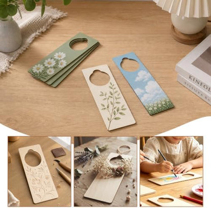 16 PCS 9.5"x 3.25" x 0.1" Unfinished Wooden Door Knob Hangers - Blank for DIY Crafts, Ideal for Home, Hotel & Office Decor - Image 5