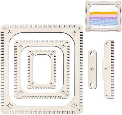 NBEADS 5 Pcs Weaving Loom Kit, Rectangle Weaving Loom Kit with Weaving Comb and Weaving Tools Wooden Multi-Craft Weaving Loom for Beginners and Weaving Enthusiasts by NBEADS
