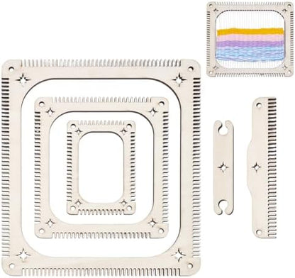 NBEADS 5 Pcs Weaving Loom Kit, Rectangle Weaving Loom Kit with Weaving Comb and Weaving Tools Wooden Multi-Craft Weaving Loom for Beginners and Weaving Enthusiasts by NBEADS