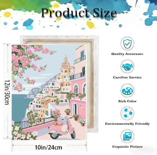 Seaside Landscape Paint by Numbers Kit for Adults, DIY Oil Painting 10x12In - Image 3
