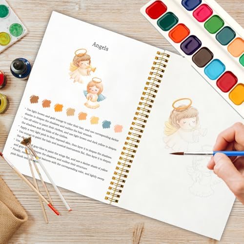 Christianity Watercolor Workbook, 12 Christian Faith-Themed Patterns for Beginners, Relaxing Bible Art Painting Workbook for Teenagers and Adults, Religious DIY Gift for Her (Jesus) - Image 5