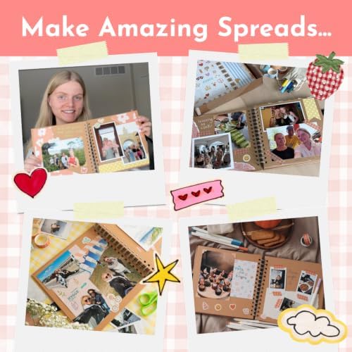 Scrapbook Kit - Large 80 Page Photo Album DIY Scrapbook - Holds 300+ Photos, With Metallic Pens, 200+ Stickers, Glue Pen, Washi Tapes, Backing Paper, Photo Corner Stickers (Starter Kit - 12 x 12 Inch) - Image 5