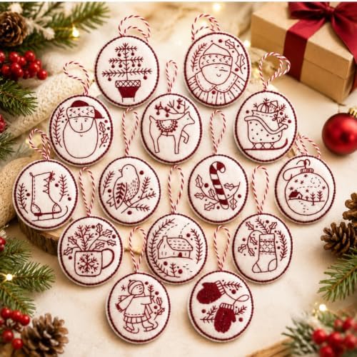 DIY Felt Christmas Ornament Kit,Hand Embroidery Christmas Ornaments kit by Unknown