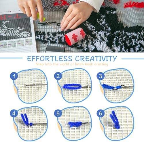 MIAOLLUN Latch Hook Kits for Adults Beginner 3D Dinosaur Pattern Printed Canvas Crochet Needlework Craft Rug Cushion Mat Tapestry 20.5X15 Inch,T.rex - Image 3