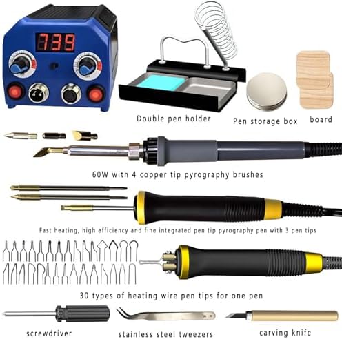 Professional Pyrography Machine, Pyrography Wood Burning Tool Set, with Detachable Wood Burning Pen, Adjustable Temperature, for DIY Engraving Craft Wood Pumpkin Caving - Image 3