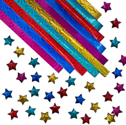 500-Strips Holographic Foil Paper Strips for Making Origami Stars, Lucky Stars, Puff Stars. Reflective Mirror Shiny Paper Strips, 0.5 x 11 inch. (Holographic Mix, 500) by OrigamiJoy