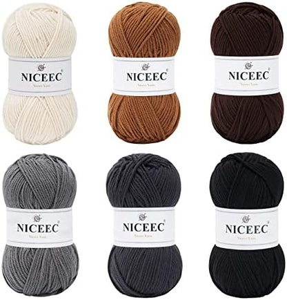 NICEEC 300g Soft Assorted Colors Yarn 100% Acrylic 870yds -Series 6 by NICEEC