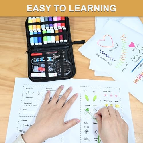 ZMJY Stitch Book with 106 Practice Stitches & Sewing Kit, Includes Instruction Manual, Embroidery Book for Beginners, DIY Embroidery Kit, Learn Cross Stitch, Unique Craft Art Gift - Image 5