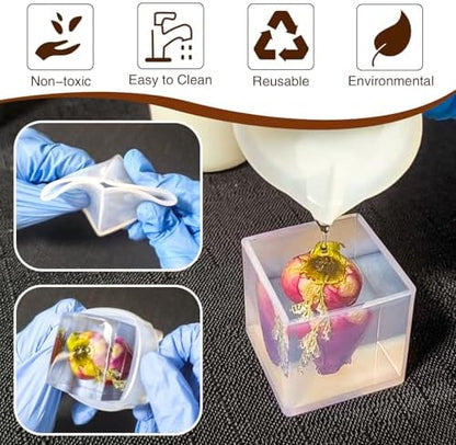 Large Square Resin Mold Silicone,8 Pcs Silicone Square Molds for Epoxy Resin,for Flower Preservation,Candle,Epoxy Resin Crafts,Home Decor - Image 5