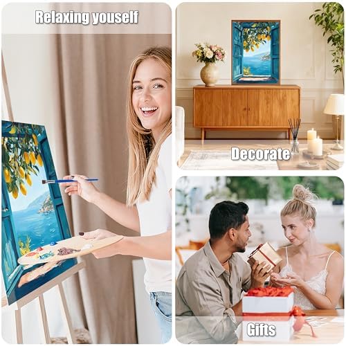 Ausanrl Lemon Framed Paint by Numbers Kit for Adults Wooden Easel 12x16inch - Image 7