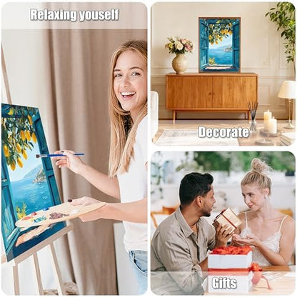 Ausanrl Lemon Framed Paint by Numbers Kit for Adults Wooden Easel 12x16inch - Image 7