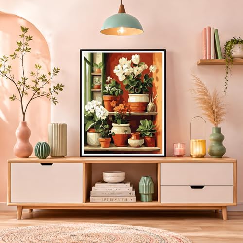 NXIKYO Plant Paint by Numbers Kit for Adults Beginner, Plants Shelves Adult Paint by Number Kits on Canvas, DIY Acrylic Oil Easy Painting by Numbers for Home Wall Decor 16 X 20 inch (Without Frame) - Image 7