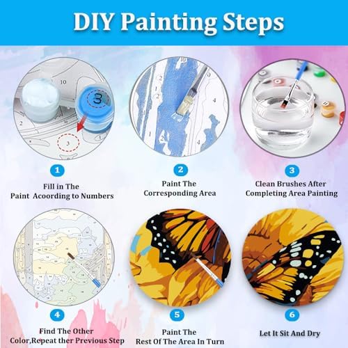 Artunion Framed Paint by Numbers Kit for Adults Beginners & Kids Ages 8-12,Sunflower Butterfly Paint by Number with Frame,Floral Paint by Numbers Kit on Canvas 10 * 10 Inch Without Easel - Image 6