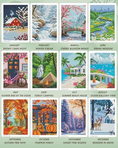 ForeverYoung Minigem Twelve Months Diamond Art Kits, 5x7Inch Postcard-Style - Image 3