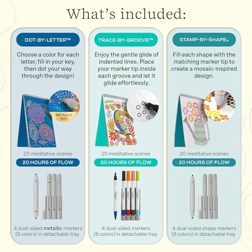 Lifelines FlowArt Activity Pad 3-Pack, Guided Art Meditation Coloring Books - Image 3