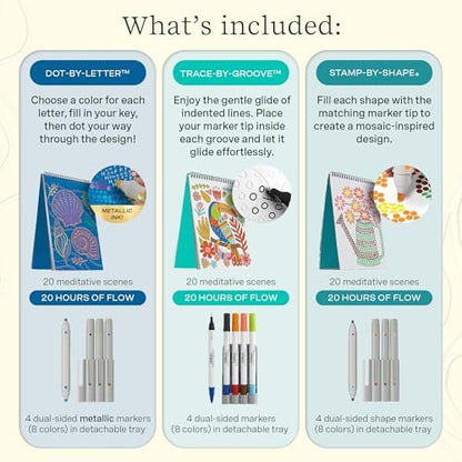Lifelines FlowArt Activity Pad 3-Pack, Guided Art Meditation Coloring Books - Image 3