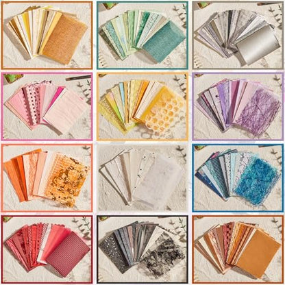 208 Sheets A7 Scrapbook Paper Kit, 12 Colors Mixed Textured Papers - Image 3