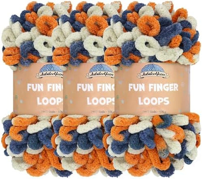 JubileeYarn Fun Finger Loops Yarn - Orange Navy Tan - 3 Skeins by BambooMN