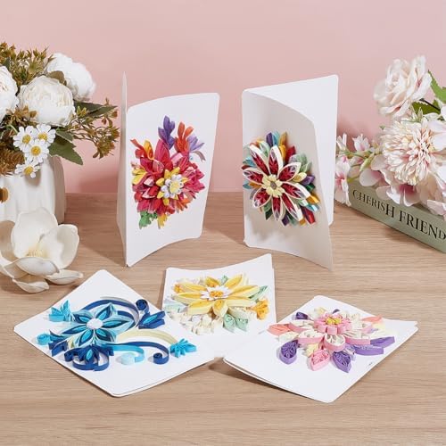 WEBEEDY 20 Sets Paper Quilling Kit for Adults Beginner DIY 5 Styles Flower Greeting Card Making Kit with Instruction Handmade Flower Quilling Card for Birthday,Wedding,Holiday,Mother's Day - Image 5