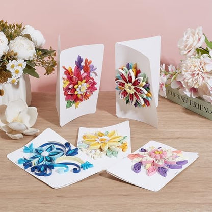 WEBEEDY 20 Sets Paper Quilling Kit for Adults Beginner DIY 5 Styles Flower Greeting Card Making Kit with Instruction Handmade Flower Quilling Card for Birthday,Wedding,Holiday,Mother's Day - Image 5