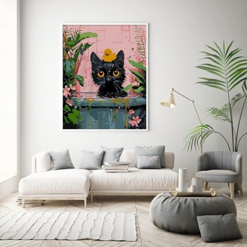 Paint by Numbers Kit for Adults Beginner, Black Cat Adult Paint by Number Kits on Canvas, DIY Easy Acrylic Watercolor Oil Paint by Number for Adults Teens Cute Animal for Home Decor Gift 16x20 Inch - Image 2