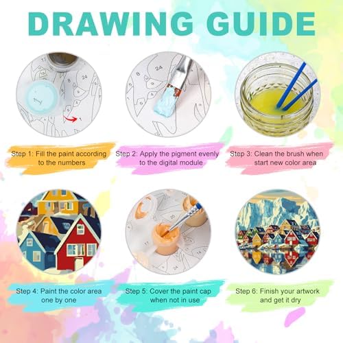 Paint by Numbers Kit for Adults, Colorful Village Painting, 16 x 20 Inch - Image 5