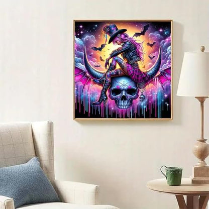 Lophomie Diamond Art Kits for Adults, 5D Witch Skull Diamond Painting Kits - Image 2