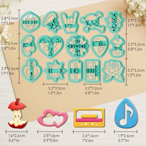 ORIGACH 15 Pcs Punk Rock & Street Style Polymer Clay Cutters Set - Image 3