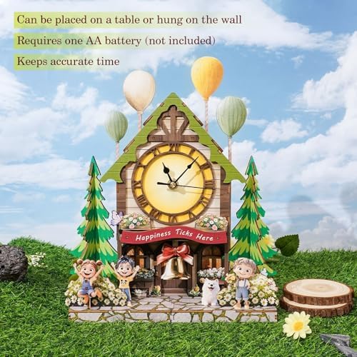3D Puzzles for Adults, Balloon House Wall Clock 3D Wooden Puzzles Clock Kits for DIY Birthday Gift for Women Men Home Decor Holiday Christmas - Image 6