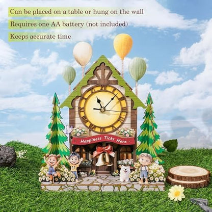 3D Puzzles for Adults, Balloon House Wall Clock 3D Wooden Puzzles Clock Kits for DIY Birthday Gift for Women Men Home Decor Holiday Christmas - Image 6