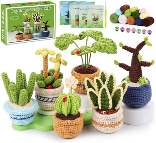 Hssugi Crochet Kit for Beginners, 6PCS Succulents Plants Crochet Kits by Hssugi