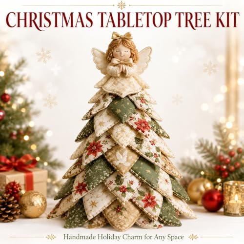DIY Halloween Christmas Quilted Fabric Tree Kit, 3D Padded Patchwork Sewing Craft Kit for Beginners, Home Office Mantel Shelf Tabletop Decor, Handmade Holiday Gift for Craft Lovers (Christmas #C) - Image 3