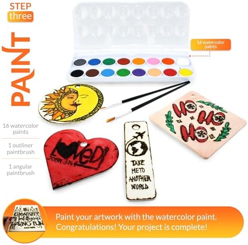 Scissor-Tailed Beginners Wood Burning Kit 140 Pieces. Best Gift Idea for Art & Craft Kit Lovers. Woodburning DIY Hobby Kits with 9 Large Wooden Plaques to Make Unique Wood Burning Projects - Image 7