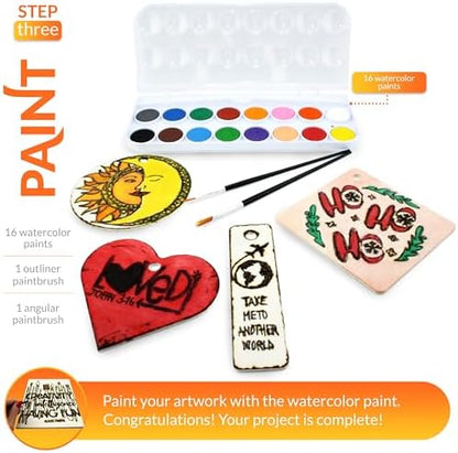 Scissor-Tailed Beginners Wood Burning Kit 140 Pieces. Best Gift Idea for Art & Craft Kit Lovers. Woodburning DIY Hobby Kits with 9 Large Wooden Plaques to Make Unique Wood Burning Projects - Image 7