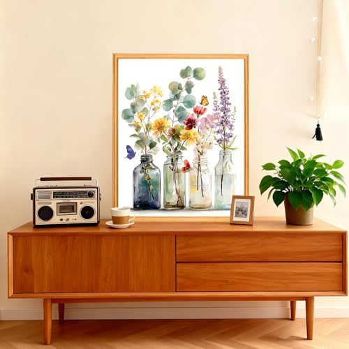 AIRDEA Flowers Paint by Numbers for Adults 16x20in Bottle Flowers Painting by Number Kits for Beginner Frameless Easy Acrylic Oil Painting on Canvas with Paints and Brushes - Image 2