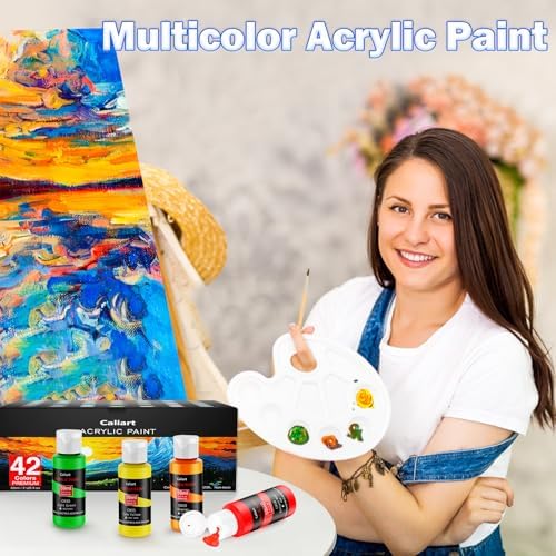 Caliart 42 Colors Acrylic Paint Set with 12 Brushes - Image 4