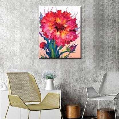 Paint by Number for Adults, Red Flowers Acrylic Paints by Numbers for Adults Beginner Color Modern style Painting by Numbers on Canvas with Brushes Watercolor Paint by Numbers for Kids （without frame） - Image 3