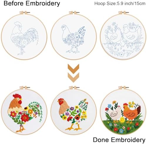 Louise Maelys 3 Packs Farm Animals Embroidery Kit for Beginners Gift - Image 2