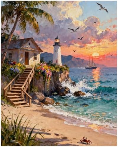 XTCIXAL Paint by Numbers Kit for Adults, Beach - 16X20 Inch by XTCIXAL