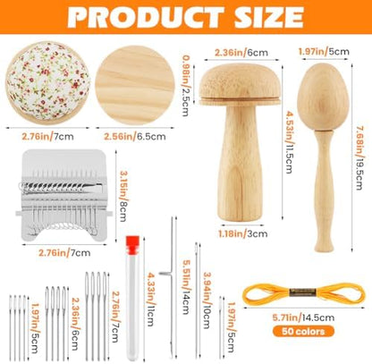 Mini Darning Mushroom Loom Kit, 14 Hooks Visible Weaving Tool - Image 2