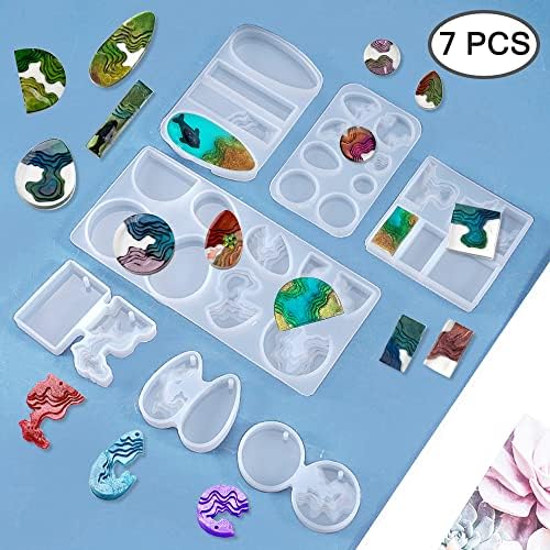 SENHAI 7 PCS Island Pendant Resin Molds, Ocean Style Epoxy Silicone Molds for DIY Craft Making Pendant Keychain Jewelry - Image 2